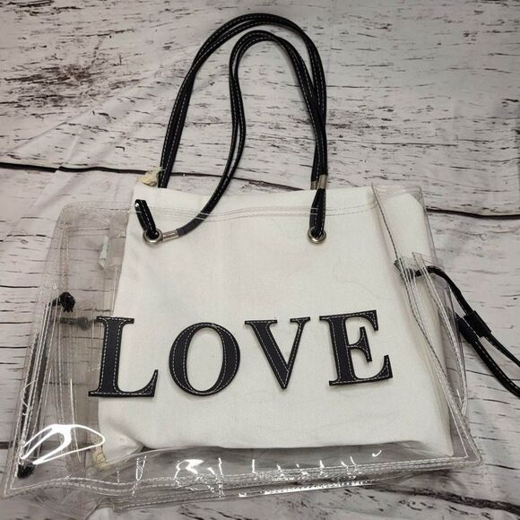 NWOT Large love jelly transparent shoulder tote bag - Picture 1 of 6